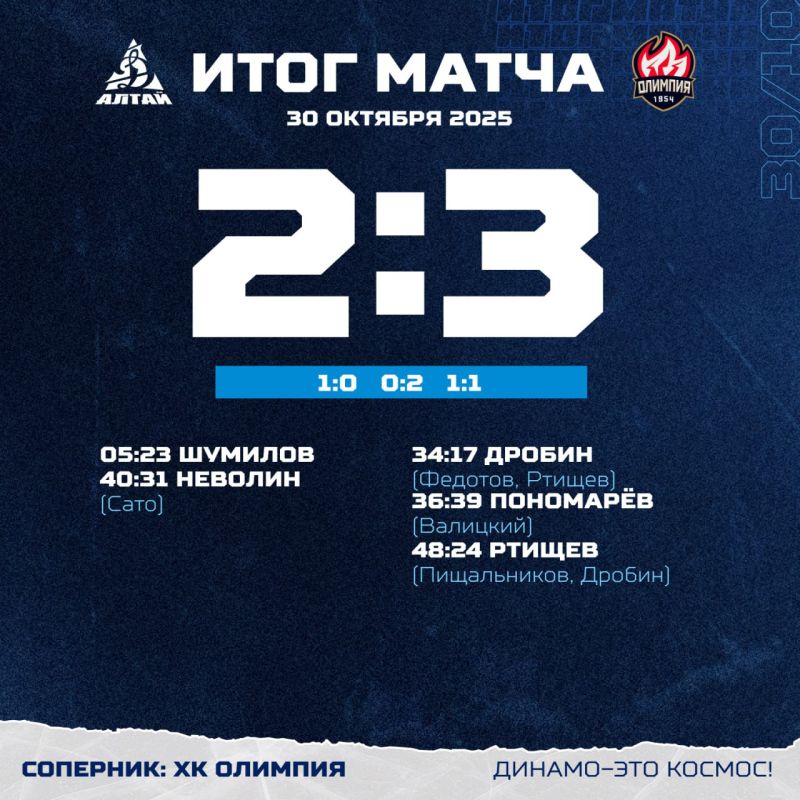 В заключительном матче октября уступаем дома "Олимпии" из Кирово-Чепецка - 2:3