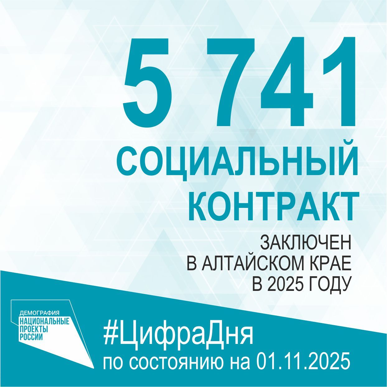 5 741 социальный контракт заключен в Алтайском крае в 2025 году