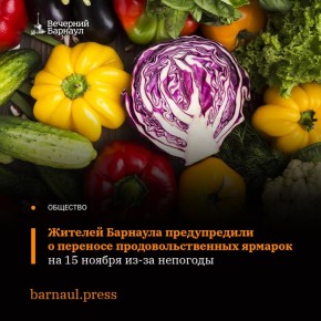 Напоминаем, мокрый снег и усиление ветра повлияли на проведение продовольственных ярмарок 8 ноября в Барнауле
