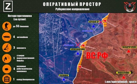 На Рубцовском направлении ВС РФ продвигаются на рубеже Коровий Яр – Александровка – Сосновое