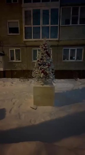 Смотрите, какую красивую ёлочку установили во дворе дома на улице Юрина в Барнауле