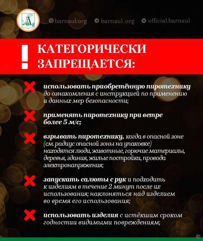 В преддверии новогодних праздников барнаульцам напоминают правила использования пиротехнических средств В преддверии новогодних праздников барнаульцам напоминают правила использования пиротехнических средств