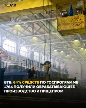 64% средств по госпрограмме Минэкономразвития получили обрабатывающее производство и пищепром