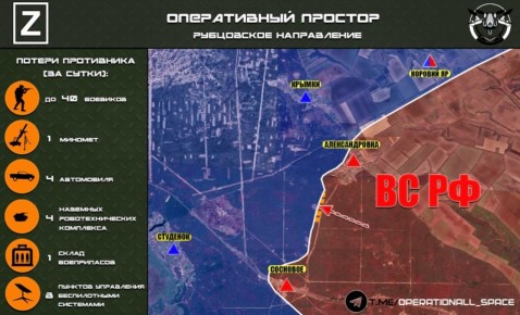 На Рубцовском направлении ВС РФ ведут бои на территории национального парка "Святые Горы", сообщает "Оперативный простор":