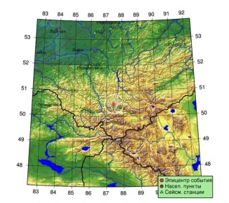Землетрясение произошло недалеко от Акташа в Республике Алтай