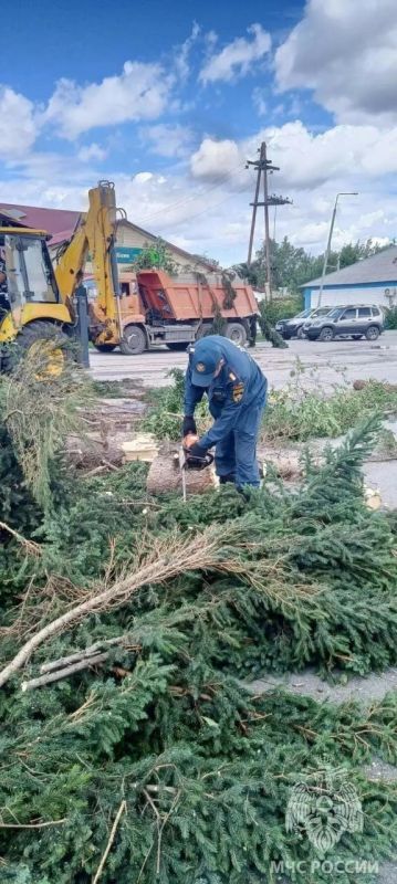 В Алтайском крае спасатели продолжают устранять последствия урагана В Алтайском крае спасатели продолжают устранять последствия урагана