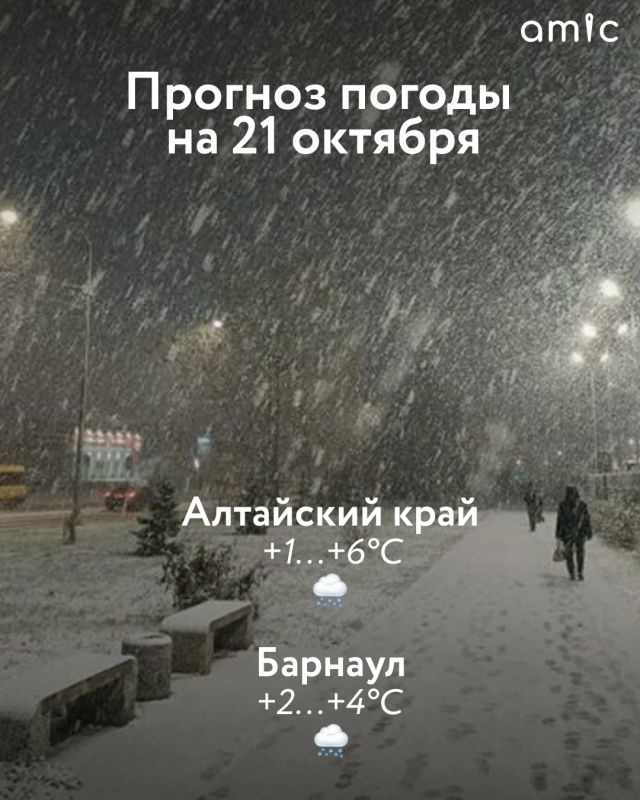 Днем 21 октября в Алтайском крае ожидается до +6 градусов, следует из прогноза регионального Гидрометцентра