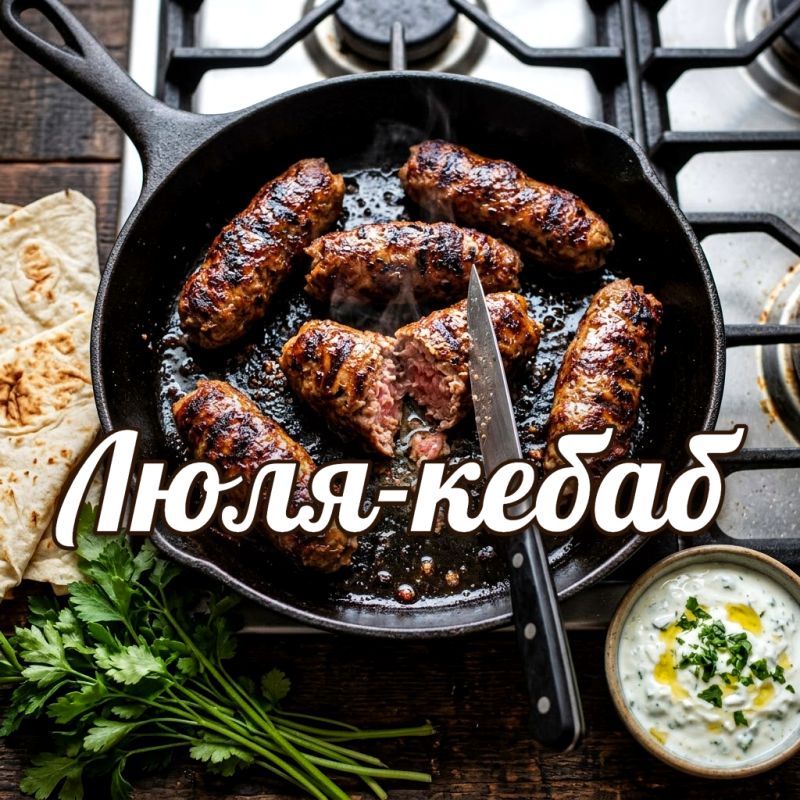 Люля-кебаб без мангала: сочные мясные колбаски на обычной сковороде